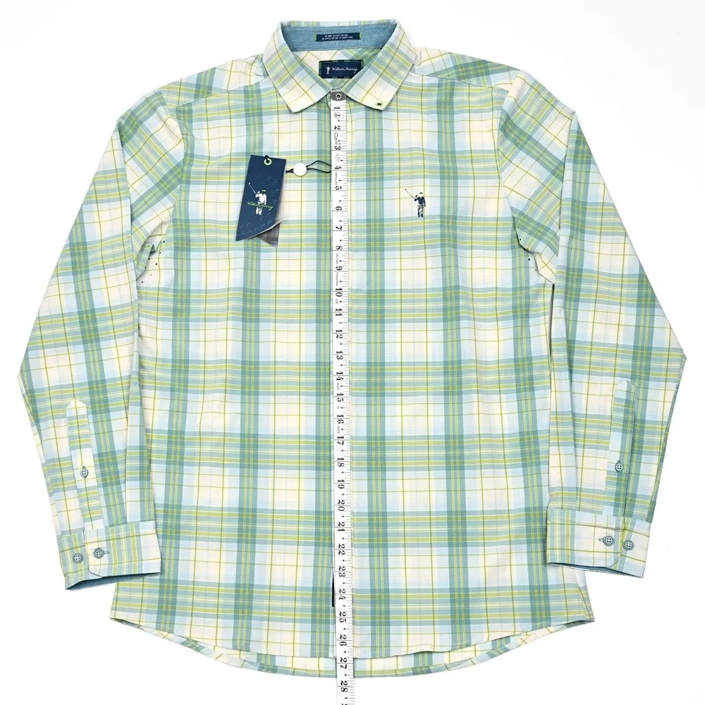 William Murray Shirt Mens S Golf Performance Vented Plaid Button‎ Up Stretch NWT